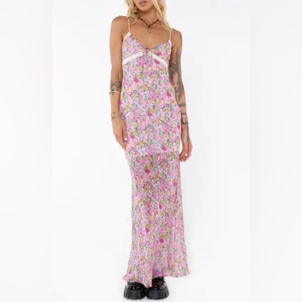 Princess Polly Womens Emily Maxi Pink Floral Dress Sz 2 Multicolor Sleeveless